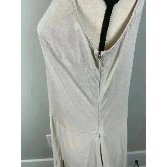 Soft Surroundings Tiered Linen Blend Maxi Dress Size 10 Sleeveless Beige Long - Picture 5 of 12